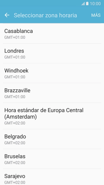 Pulsa la zona horaria deseada.