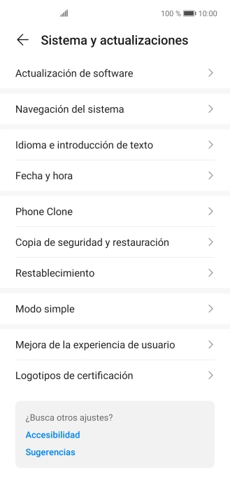 Pulsa Actualización de software. Si hay una versión de software nueva disponible, aparecerá ahora en la pantalla. Sigue las indicaciones de la pantalla para actualizar el software del teléfono.