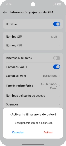 Si activas la función, pulsa Activar.