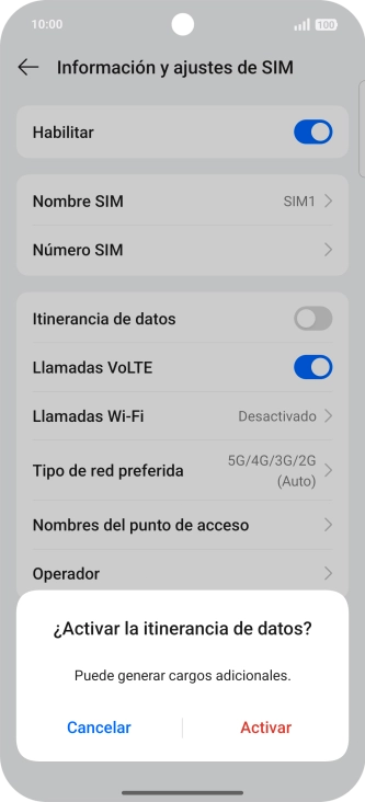 Si activas la función, pulsa Activar.