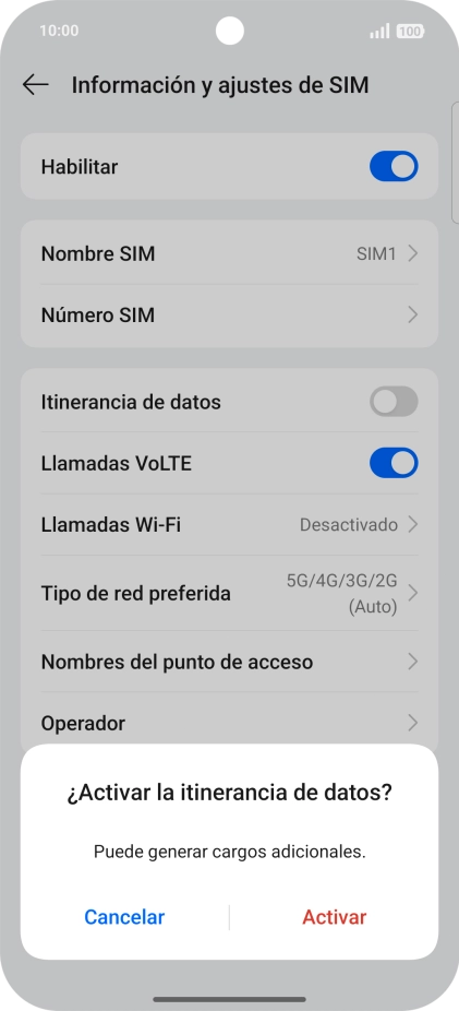 Si activas la función, pulsa Activar.