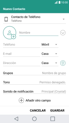 Pulsa Nombre e introduce el nombre.