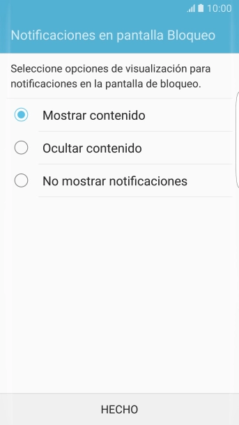 Pulsa el ajuste deseado.
