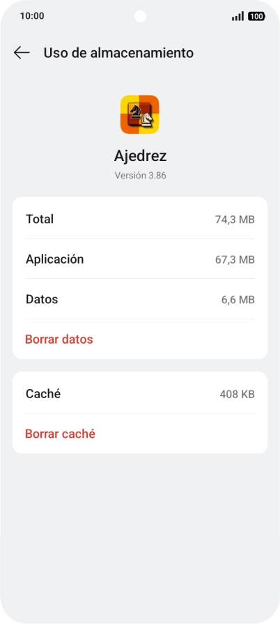 Pulsa Borrar caché.