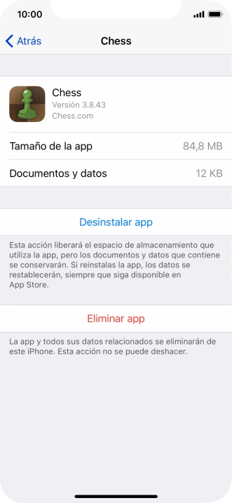 Pulsa Desinstalar app.