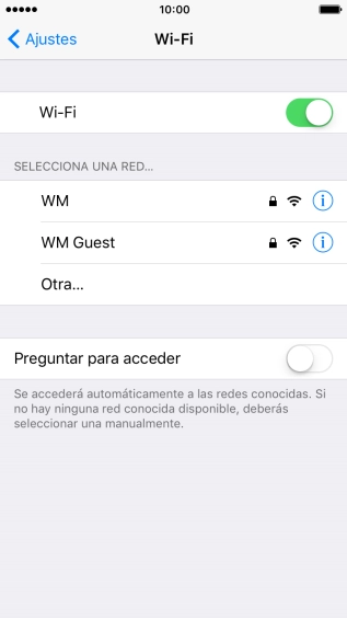 Pulsa la red wifi deseada e introduce la contraseña de esta red.