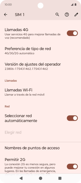 Pulsa Preferencia de tipo de red.