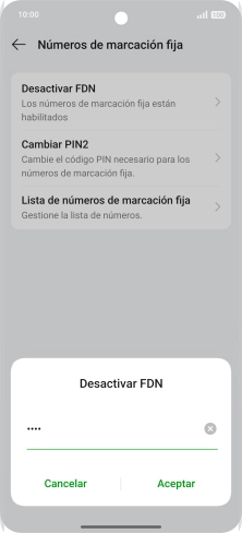 Introduce el código PIN2 y pulsa Aceptar.