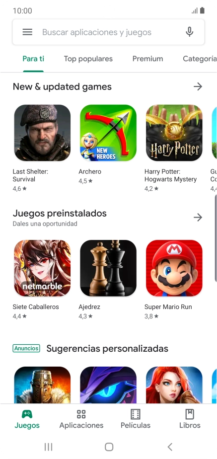 Pulsa en el campo de búsqueda.