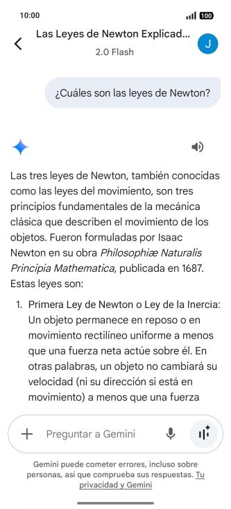 La transcripción de la conversación con Gemini Live aparece ahora en la pantalla.