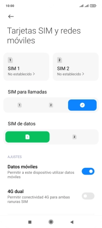 Pulsa la tarjeta SIM deseada.