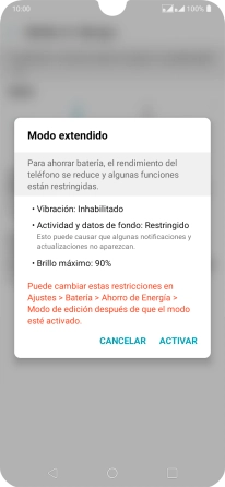 Pulsa ACTIVAR para activar la función.