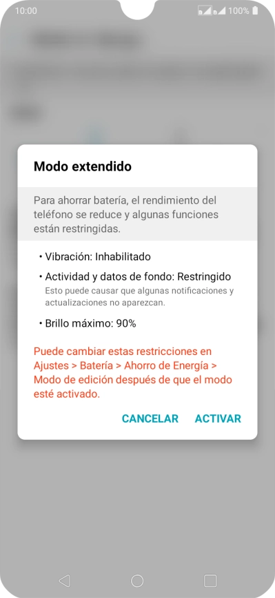 Pulsa ACTIVAR para activar la función.