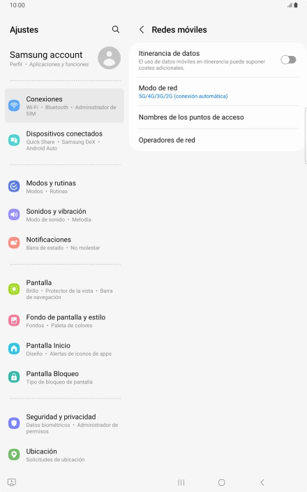 Pulsa Nombres de los puntos de acceso.