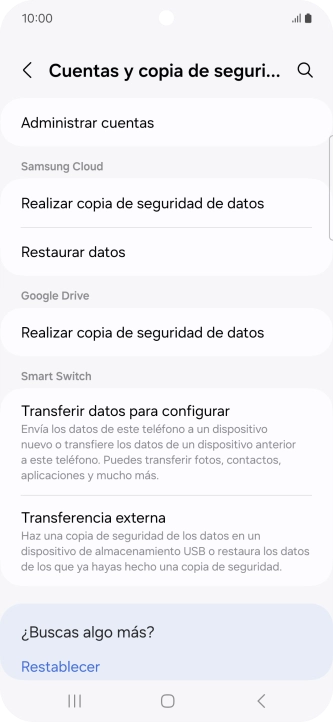 Pulsa Administrar cuentas.