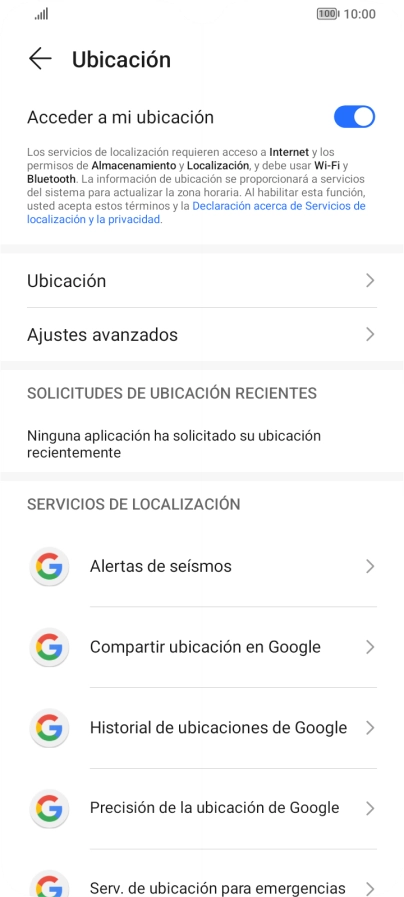 Pulsa Precisión de la ubicación de Google.