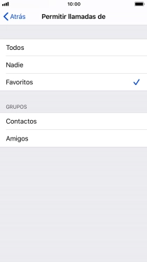 Pulsa el ajuste deseado para seleccionar qué contactos te pueden llamar cuando la función de 