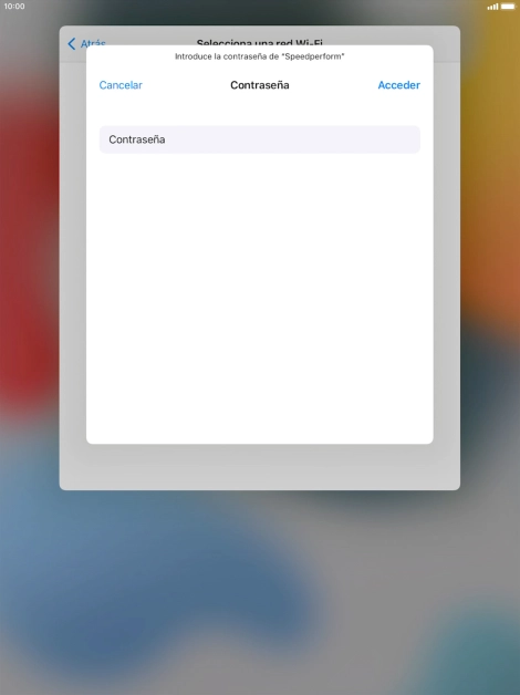 Introduce la contraseña de la red wifi y pulsa Acceder.
