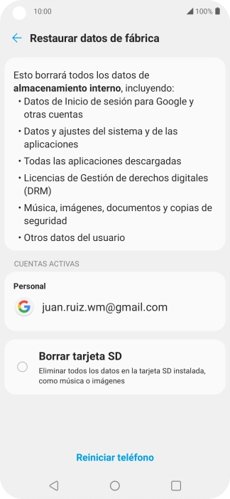 Pulsa Reiniciar teléfono. Pulsa Reiniciar teléfono.