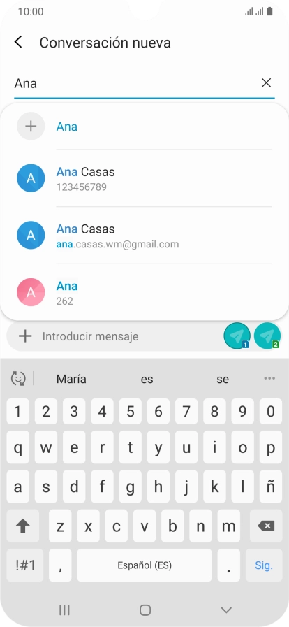 Pulsa el contacto deseado. Pulsa el contacto deseado.