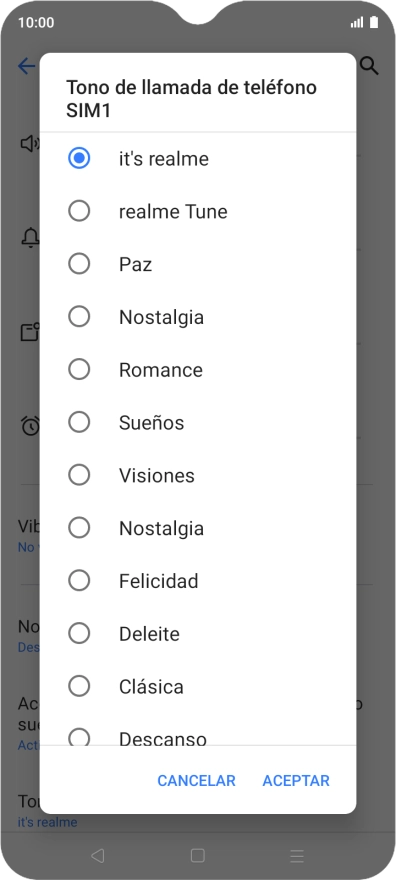Pulsa los timbres de llamada deseados para escucharlos.