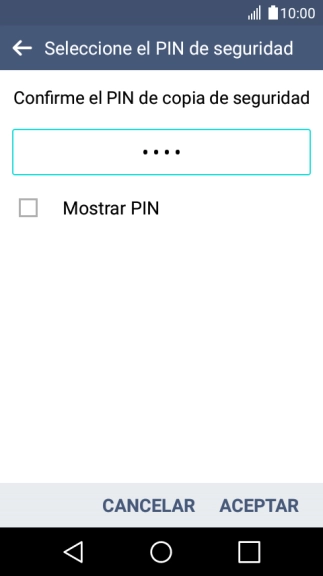 Vuelve a introducir el código PIN y pulsa ACEPTAR.