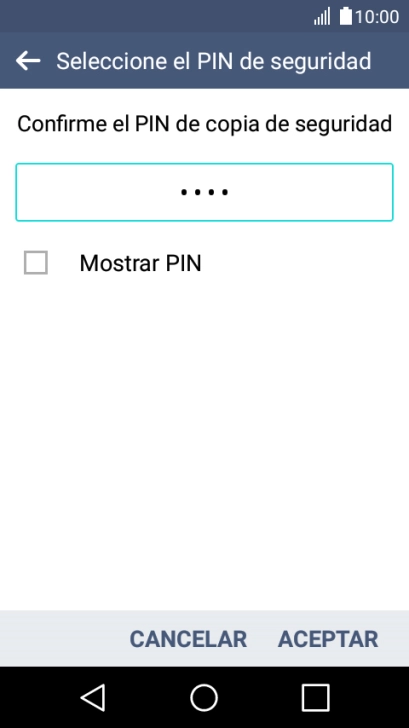 Vuelve a introducir el código PIN y pulsa ACEPTAR.