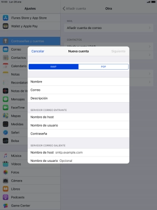 Pulsa Nombre de host e introduce smtp.vodafone.es.