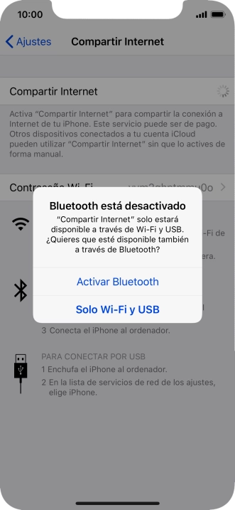 Si la función de wifi está activada, pulsa Solo Wi-Fi y USB.
