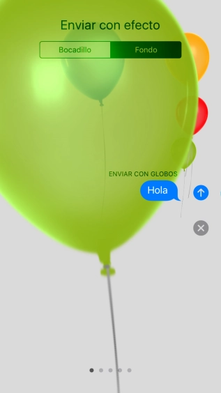 Pulsa el icono de envío cuando hayas seleccionado el efecto deseado para el iMessage.