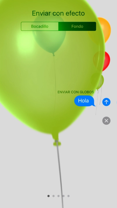 Pulsa el icono de envío cuando hayas seleccionado el efecto deseado para el iMessage.