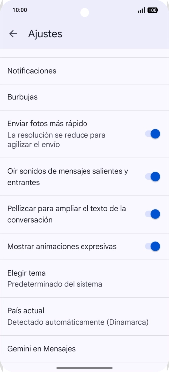 Pulsa Gemini en Mensajes.