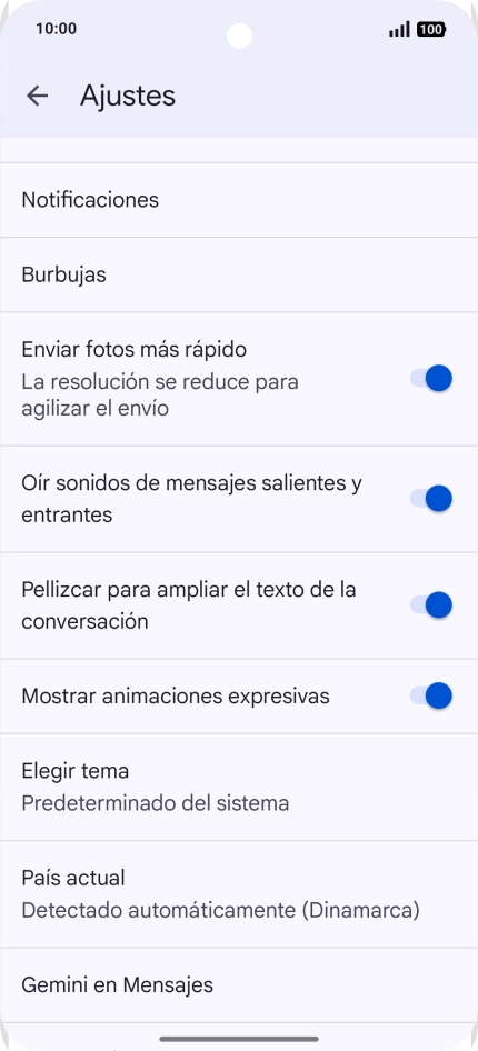 Pulsa Gemini en Mensajes.