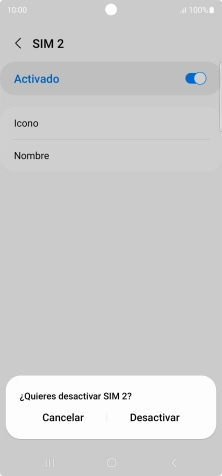 Si desactivas la tarjeta SIM, pulsa Desactivar.