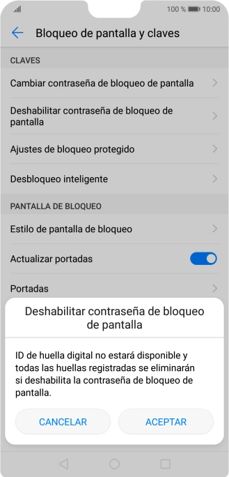 Introduce el código de seguridad actual y pulsa ACEPTAR.