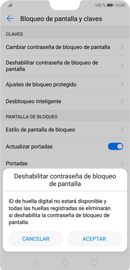 Introduce el código de seguridad actual y pulsa ACEPTAR.