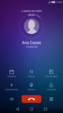 Pulsa el icono de finalizar llamada.