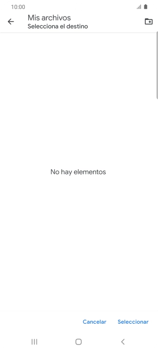 Si deseas crear una nueva carpeta, pulsa el icono de nueva carpeta y sigue las indicaciones de la pantalla para crearla.