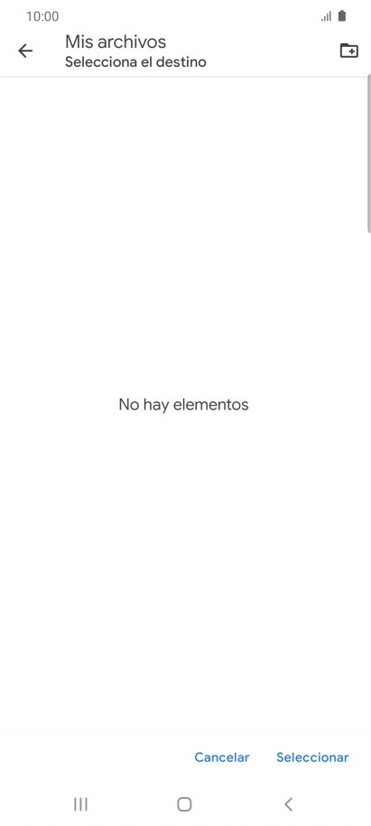 Si deseas crear una nueva carpeta, pulsa el icono de nueva carpeta y sigue las indicaciones de la pantalla para crearla.