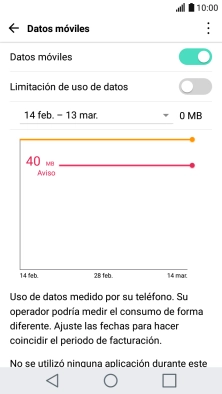 El consumo total de datos se visualiza ahora en la pantalla.