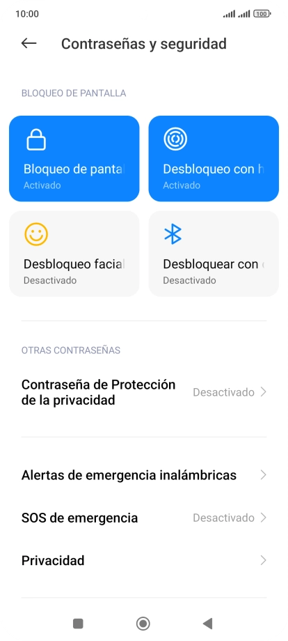 Pulsa Bloqueo de pantalla.