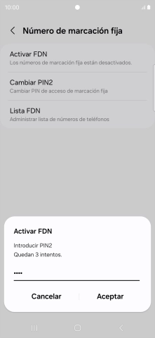 Introduce el código PIN2 y pulsa Aceptar.