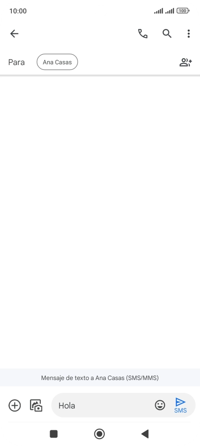 Pulsa el icono de envío cuando termines de escribir el mensaje corto.