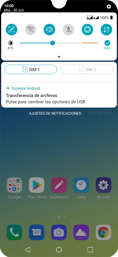 Pulsa Pulse para cambiar las opciones de USB. Pulsa Pulse para cambiar las opciones de USB.