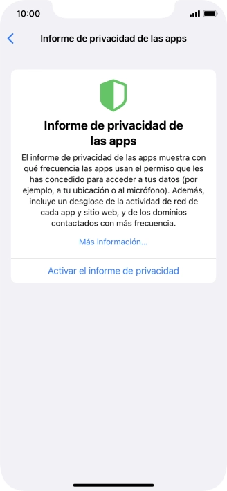 Pulsa Activar el informe de privacidad para activar la función.