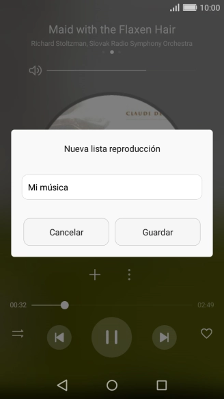 Introduce el nombre deseado de la lista de reproducción y pulsa Guardar.