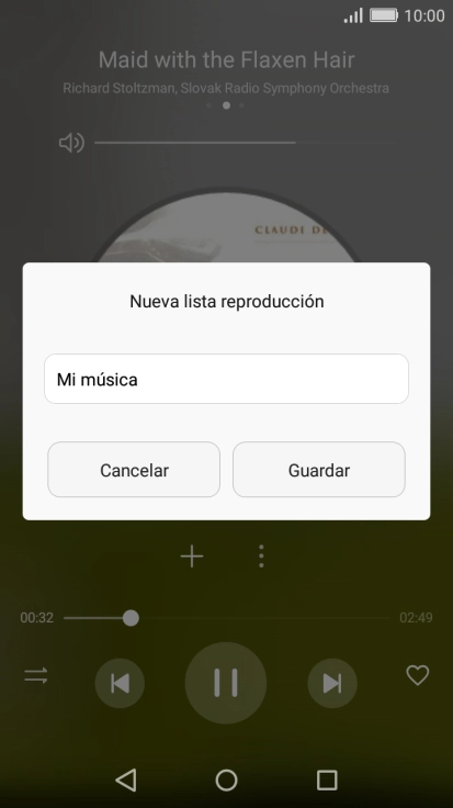 Introduce el nombre deseado de la lista de reproducción y pulsa Guardar.