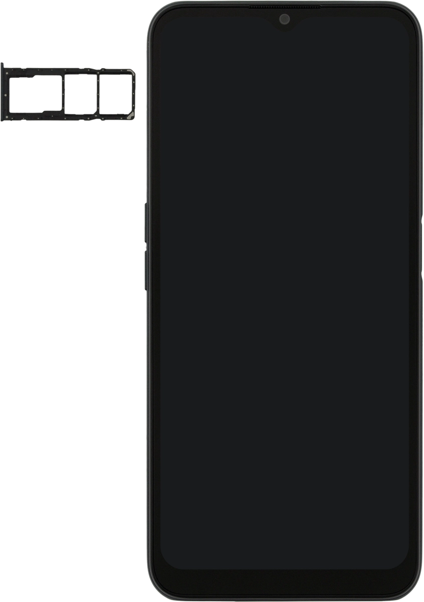 Gira la tarjeta SIM de modo que la esquina biselada de la tarjeta coincida con la esquina biselada del primer contenedor. A continuación insértala en el contenedor.