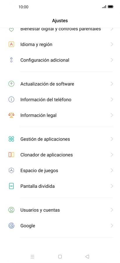 Pulsa Usuarios y cuentas.