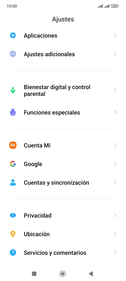 Pulsa Cuentas y sincronización. Pulsa Cuentas y sincronización.